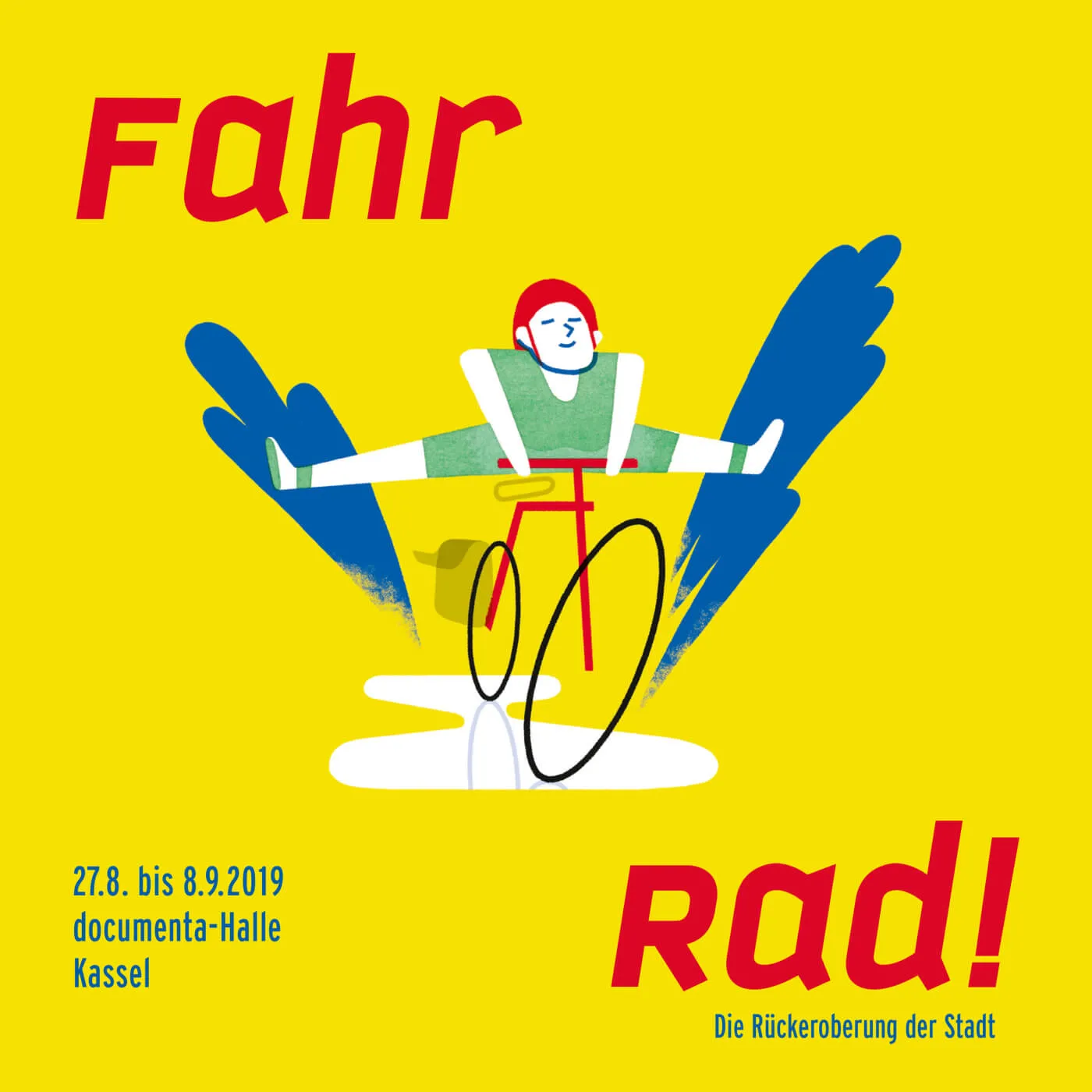 Kampagnen- und Plakatgestaltung der Ausstellung &quot;Fahr Rad - Die Rückeroberung der Stadt&quot; des Bunds Deutscher Architekten Kassel und das KAZimKUBA e.V. . Design und Illustrationen von Machbar.