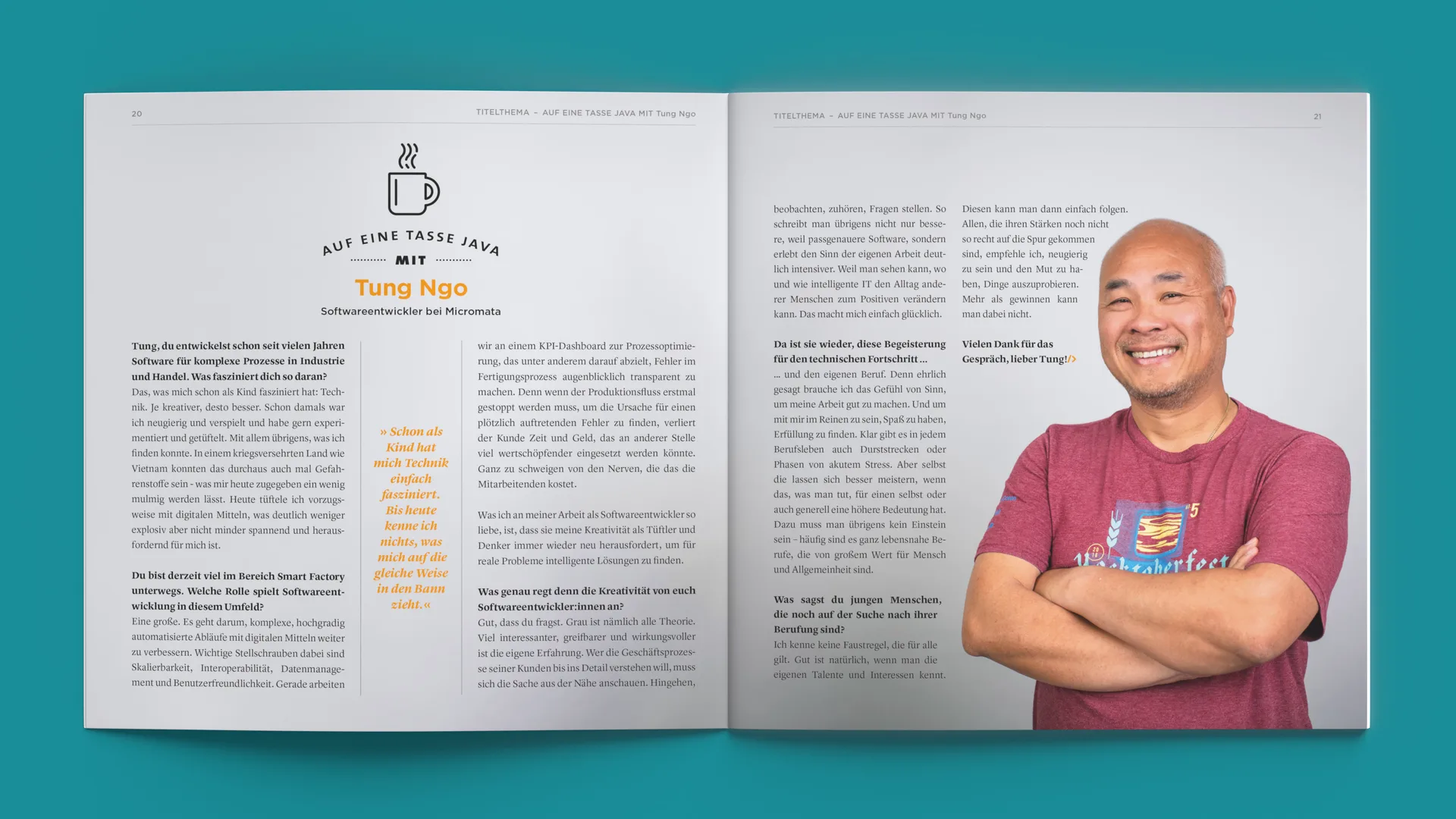 Einblick in das Micromata Firmenmagazin "Quelltext".
Editorialdesign und Umsetzung von Machbar.