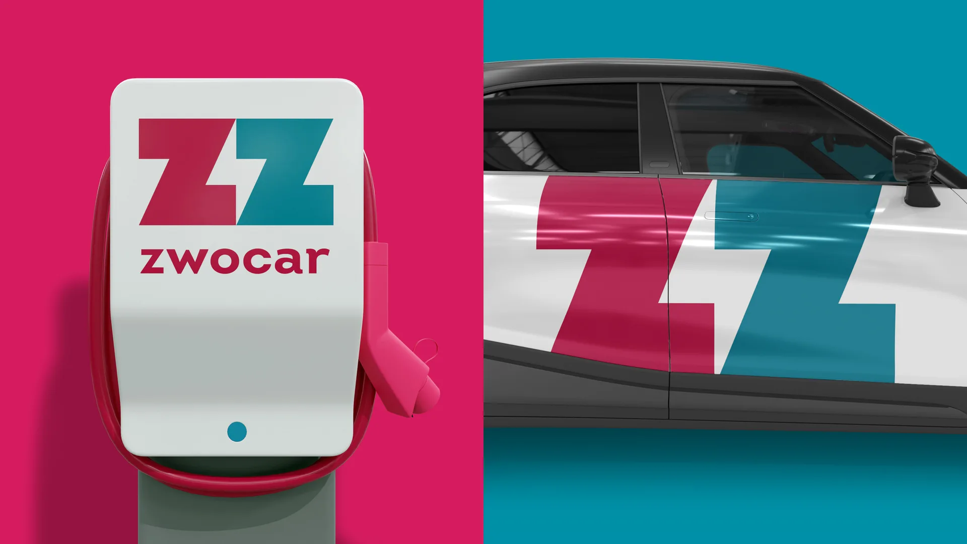 ZwoCar Logo Anwendung. Brand Strategie, Konzept, Design und Umsetzung von Machbar.
